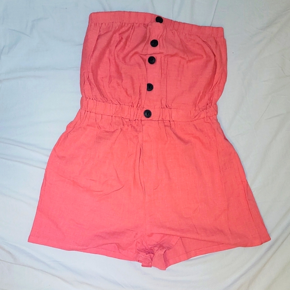 Toxik3 Salmon Colored Romper with Accent Buttons